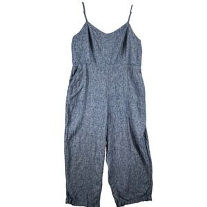 Old Navy Womens XXL Cami Romper Blue Chambray Linen Blend Pockets Casual Summer